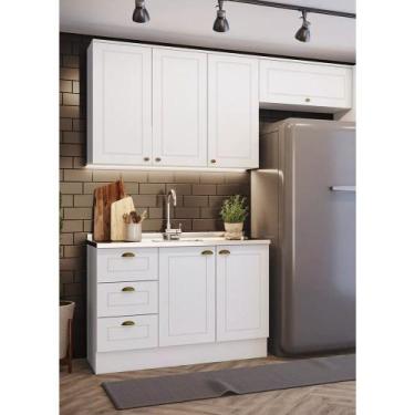 Imagem de Cozinha Compacta 3 peças 6 Portas 3 Gavetas Emily Henn - Branco Fosco