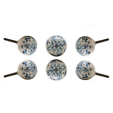 Imagem de Conjunto de 6 puxadores de armário Dhami redondos pintados de madeira puxador de gaveta manual puxador de armário maçaneta puxador alça de porta da Trinca-Ferro