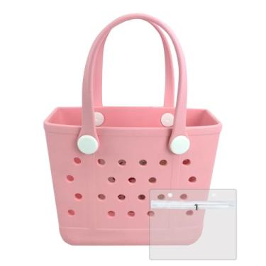 Imagem de Juyeesm Bolsas de praia pequenas de borracha para crianças, à prova d'água de borracha à prova de areia, bolsa de piscina para viagem, barco, esportes, rosa, Small, Bolsa