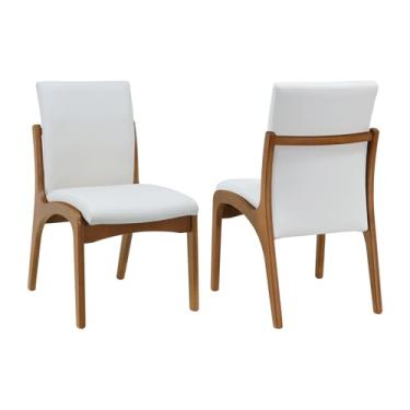 Imagem de Kit 2 Cadeiras Tulipa Assento e Encosto Estofado - Amêndoa - Assento Estofado Corano Bege