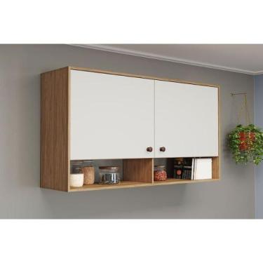 Imagem de Armário Aéreo p/ Cozinha Torino c/ 2 Portas 120cm Mel/Off White - Move