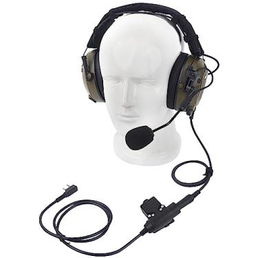 Imagem de Pdflie Fone de ouvido tático de comunicação Airsoft militar com cancelamento de ruído de 26 dB com microfone U94 Ptt Boom para rádios K1 de dois pinos Kenwood Baofeng UV 5R BF-F8HP Retevis H777 RT22