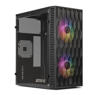 Imagem de Gabinete Gamer TGT Jester V2 2 Fans S/Fonte Rainbow Mini-Tower Preto -