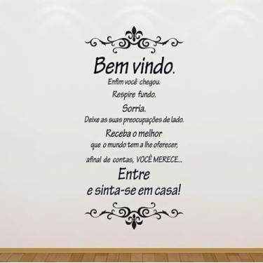 Imagem de Adesivo Parede Azulejo Vidro Sala Hall Frase Bem Vindo