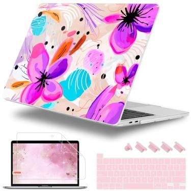 Imagem de Lepeoac Capa para MacBook Pro de 13 polegadas com/sem Touch Bar (2016-2022, M2 A2338 M1 A2289 A2251 A2159 A1989 A1706 A1708), capa rígida + capa de teclado + plugue de poeira, floral moderno