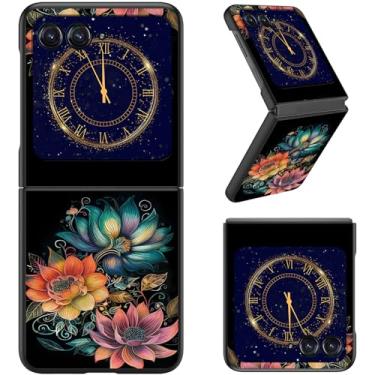 Imagem de RAUEDWDJS Capa para Motorola Razr 2025/2024, capa fina rígida de policarbonato capa flip de corpo inteiro resistente à prova de choque para Moto Razr 60/Razr 50, flores de lótus coloridas