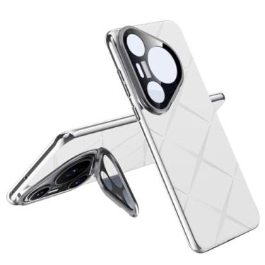 Imagem de HAO RIYLN Capa para Huawei Pura 70 Ultra/70 Pro/70, com função de suporte, proteção à prova de choque, capa de telefone comercial, branca, 70 Pro +