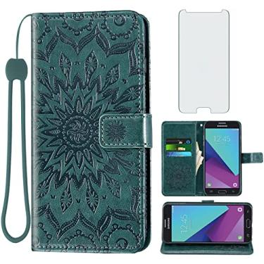 Imagem de Capa de telefone para Samsung Galaxy J3 Luna Pro J 3 Prime 2017 Emerge 3J Eclipse Mission Capa carteira com protetor de tela de vidro temperado e suporte de cartão de couro com suporte Glaxay S327VL
