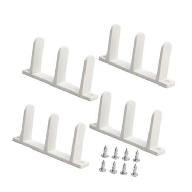 Imagem de Generic 4x Guias de piso para portas de armário laterais, suportes de guias inferiores para portas de correr, guia de montagem no piso para chuveiros e, Branco