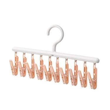 Imagem de IEUDNS Cabide para meias, cabide para roupas com 10 clipes, fácil de transportar, calcinhas, roupas íntimas, sutiãs, chapéus, para uso doméstico, Rosa