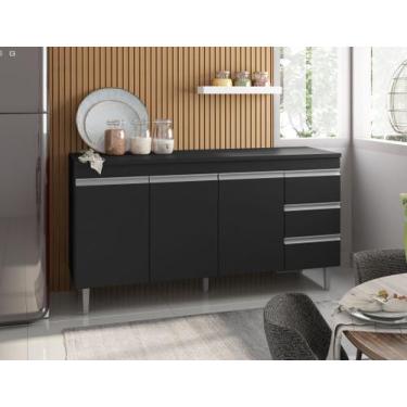 Imagem de Balcão Gabinete p/ Pia Andreia sem tampo 150 cm AJL Móveis - Preto