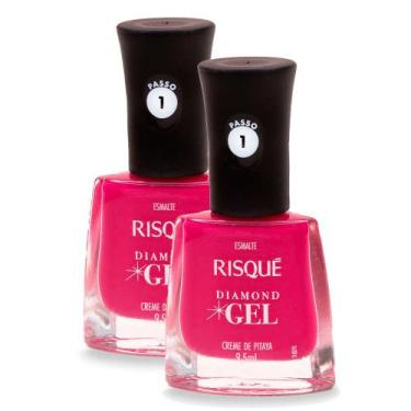 Imagem de Kit 2 Esmalte Risqué Diamond Gel Cor Creme de Pitaya Cremoso 9,5ml