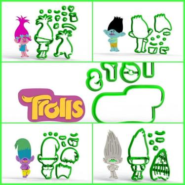 Imagem de Cortador Kit Trolls - 5 Modelos Modulares Mod 1 Tamanho 8 Cm
