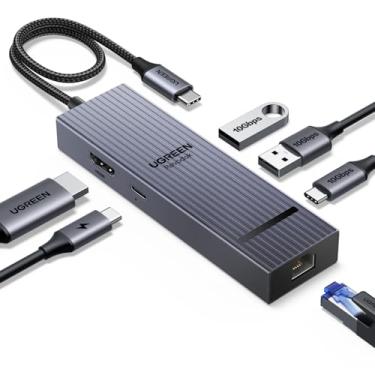 Imagem de UGREEN Revodok Pro 6 em 1 USB C Hub, Adaptador Gigabit Ethernet com 4K 60Hz HDMI, 100 W PD, Portas de Dados USB A&C 3.2 de 10 Gbps Compatível com Mac M1/M2/M3, iPad, iPhone 16 Pro/Pro Max, Steam Deck
