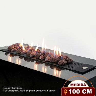 Imagem de Lareira a Gás Clássica Luna de 100 cm - C/ Pedras Vulcânicas - Fogo & 