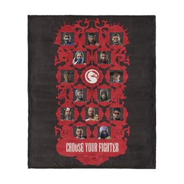 Imagem de Cobertor Mortal Kombat Silk Touch Sherpa – Escolha o seu lutador, frente de lã ultramacia com costas de sherpa aconchegante, 102 x 127 cm