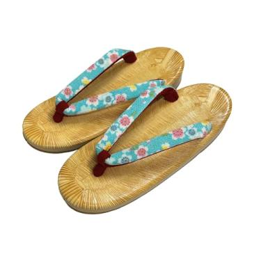 Imagem de momoten ] Zori japonês, sandálias japonesas tradicionais, sandálias com sola de couro, calçados, estilo dobrável de vinil, para mulheres, para uso diário festivo, "Yellow Tatami, Cherry Blossoms