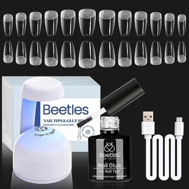 Imagem de beetles Gel Polish Kit De Unhas Beetles, Conjunto Extensão Fácil Com 504 Peças, Pré-Lixadas, Pontas Curtas, Meio Foscas, Base Cola Multiuso 5 Em 1, Lâmpada Led Uv, Sem Necessidade Limpeza, Longa Dur