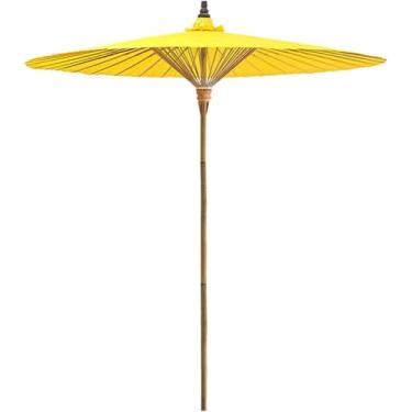 Imagem de Guarda-sol De Jardim Retrô Chinês De 6 Pés, Guarda-chuva De Bambu E Papel Oleado, Guarda-chuva De Sombra Redonda Ao Ar Livre, à Prova D'água, Proteção Uv50, Yellow, 195cm/6.4ft