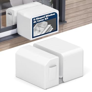 Imagem de Pearwow Kit de capas de ar condicionado de janela para unidade CA em forma de U, capa de ar condicionado isolada ao ar livre com folha e capa de CA interna à prova de poeira, proteção de cobertura