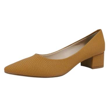 Imagem de Sapato Feminino Escamado Salto Bloco Baixo Social Beira Rio