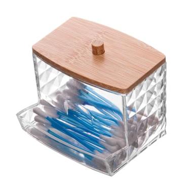 Imagem de LYOR - Porta Cotonete Retangular com Tampa de Bambu Special My Box 9cm x 7,5cm x 8,5cm Plástico