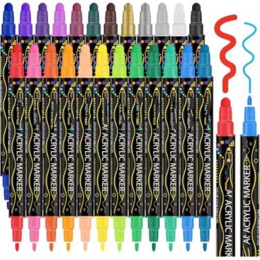 Imagem de Canetas Acrílicas 36 Cores com Dupla Ponta – Kit para Arte, Artesanato e DIY