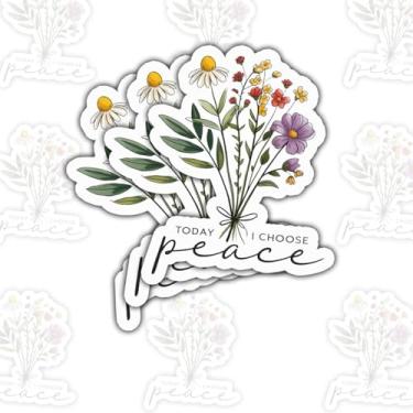 Imagem de 3 peças Today I Choose Peace Flower Sticker Gifts for Peace Advocates, Mindfulness Entusiasts, Flower Love, Wellness Supporters, Yoga Practitioners, Spiritual Seekers – 7.6 cm x 7.6 cm