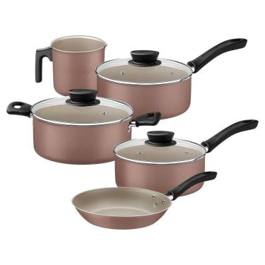 Imagem de Jogo De Panelas Tramontina Linz Em Alumínio Antiaderente Starflon Max Mocaccino 5 Peças Tramontina