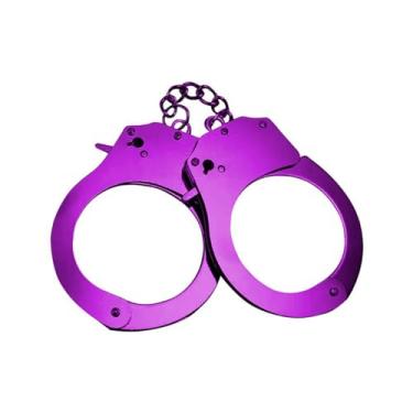 Imagem de Algema Metálica Colorida com Chave e Trava de Segurança | Acessório Erótico para Casais | Jogo Sensual, Fantasias e Momentos Íntimos (Roxo)