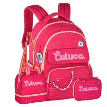Imagem de Kit Mochila De Costas Luluca Lancheira E Estojo Box - Rosa