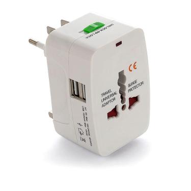 Imagem de Adaptador De Tomada Universal Com 2 Usb Viagem + 150 Países
