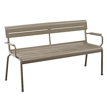 Imagem de ZzleoyuUUs-12 Banco de jardim ao ar livre, banco de terraço externo, liga de alumínio, com encosto, adequado para varandas, jardins, decks, quintais, banco de pátio (cáqui, 120 x 55 x 82 cm)