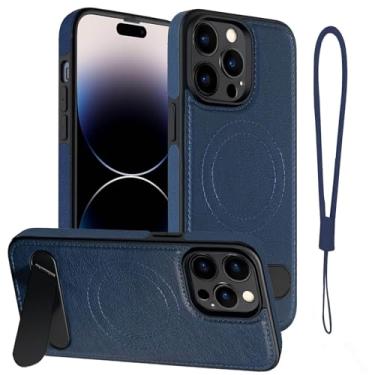 Imagem de Moment Dextrad Capa de couro magnética para iPhone 13 Pro Max, suporte embutido, compatível com MagSafe, alça de silicone, proteção interna de TPU, capa fina à prova de choque para telefone 13 Pro Max