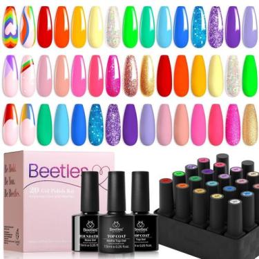 Imagem de Conjunto de esmaltes em gel, besouros, 20 cores, rosa, vermelho, verde