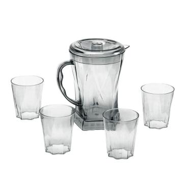 Imagem de Jarra Acrílico 4 Copos Agua Suco Gelo Bebida 1 Litro Branco