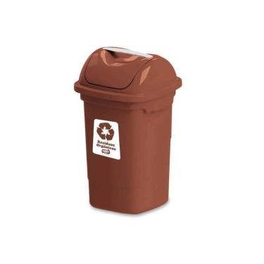 Imagem de Lixeira Seletiva Basculante 30l Plasvale Marrom Resíduos Orgânicos Marrom