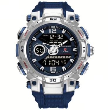 Imagem de Relógio De Pulso Masculino Digital Led Multifuncional Desportivo De Quartzo Azul Escuro