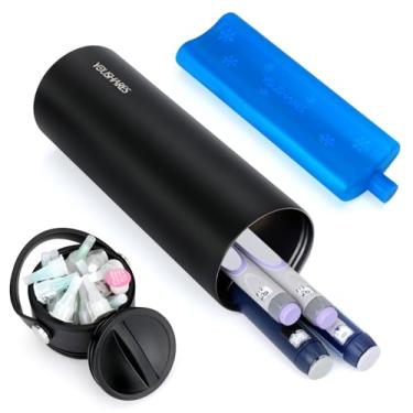 Imagem de YOUSHARES Estojo de viagem para refrigerador de insulina – Garrafa de resfriamento não elétrica 48H com bolsa de gelo aprovada pela TSA, frascos para caneta de medicamentos para diabéticos, geladeira