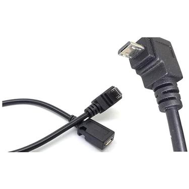Imagem de GuangMaoBo Adaptador de cabo de extensão com ângulo de 90° USB Micro B 5P fêmea para 5P macho esquerda direita para cima angular para carregador de telefone, sincronização de dados, adaptador de cabo