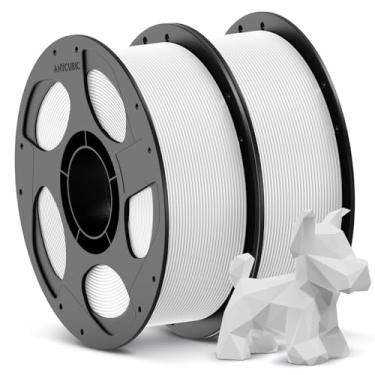 Imagem de ANYCUBIC Pacote PLA de filamento de impressora 3D, filamento PLA 1,75 mm precisão dimensional +/- 0,02 mm, carretel reutilizável de 1 kg, 2 kg branco
