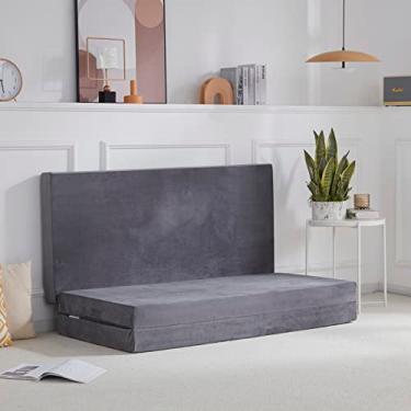 Imagem de SINWEEK Colchão dobrável triplo com bolsa de armazenamento de 10 cm, colchão dobrável de espuma, cama de hóspedes com capa lavável na máquina e forro à prova d'água, certificado CertiPUR-US 52 x 73