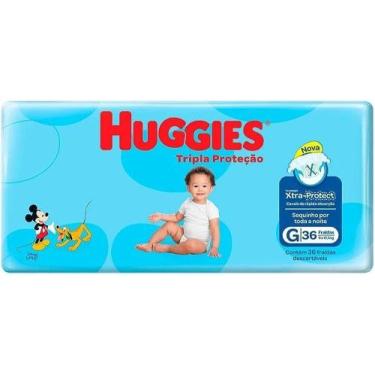Imagem de Fralda Descartável Huggies Tripa Proteção Pacote Mega, G Com 36