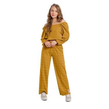 Imagem de Blusa Cropped em Jacquard Infantil Gloss, Marrom, 12