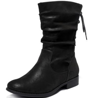 Imagem de Luoika Botas femininas de cano curto de largura larga - Botas curtas pretas e marrons com bloco de salto baixo com zíper lateral., Blackpu 205, 9 X-Wide