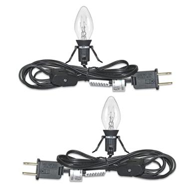 Imagem de Cordão de luzes C7 para pátio interno com lâmpada C7, acessórios de vila de Natal, cabo de 5 W com lâmpadas para luzes internas/externas para pátio, jardim, quintal, bistrô, gazebo (pacote com 2)