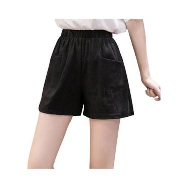 Imagem de Shorts Esportivos Soltos De Cintura Alta Para Meninas, Calças Curtas C