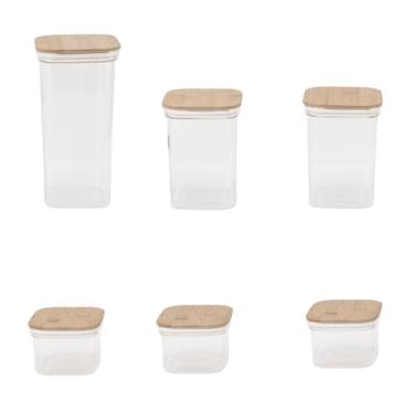 Imagem de Luocute Hermético Frascos De Armazenamento De Alimentos Recipientes Plásticos Com Tampas Bambusoideae Limpar Vasilhas Quadradas para Cozinha Organização Despensa (6 pacotes 2000ml x 1+1300ml x