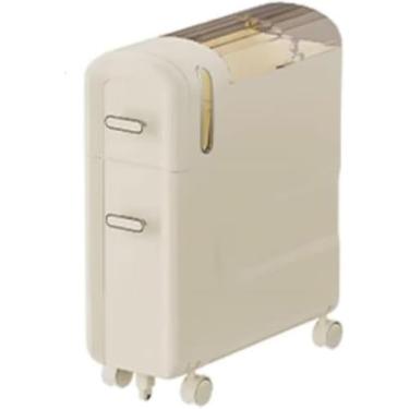 Imagem de Armário De Chão De Banheiro Pequeno Estreito Unidade De Armazenamento Vertical Com Gavetas E Rodízios Transparentes Grande Capacidade Armazenamento Fino Alto Estreito Com G, 91.5×43×18cm