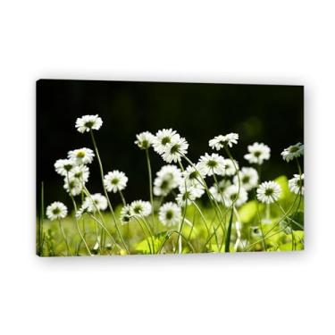 Imagem de Impressão em tela fotorrealista de crisântemo branco pequeno - Arte de parede para decoração de casa tranquila 20 x 30 cm emoldurada